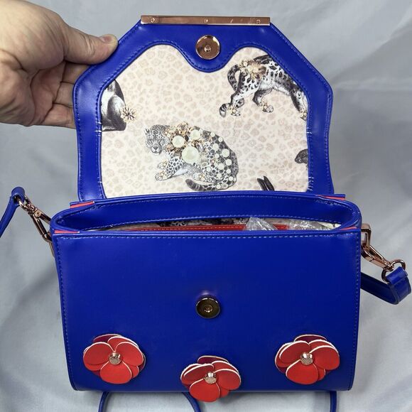 Ted Baker London Blue With Poppies Lady Bag Satchel - Picture 6 of 11